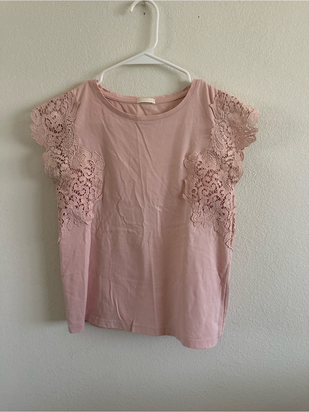 Women's Pink Lace Sleeve Tank Top